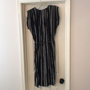 Navy blue/ivory stripe dress from Anthropologie